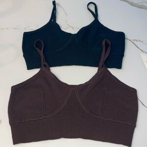 SOLD Black and Brown Ribbed Bralettes